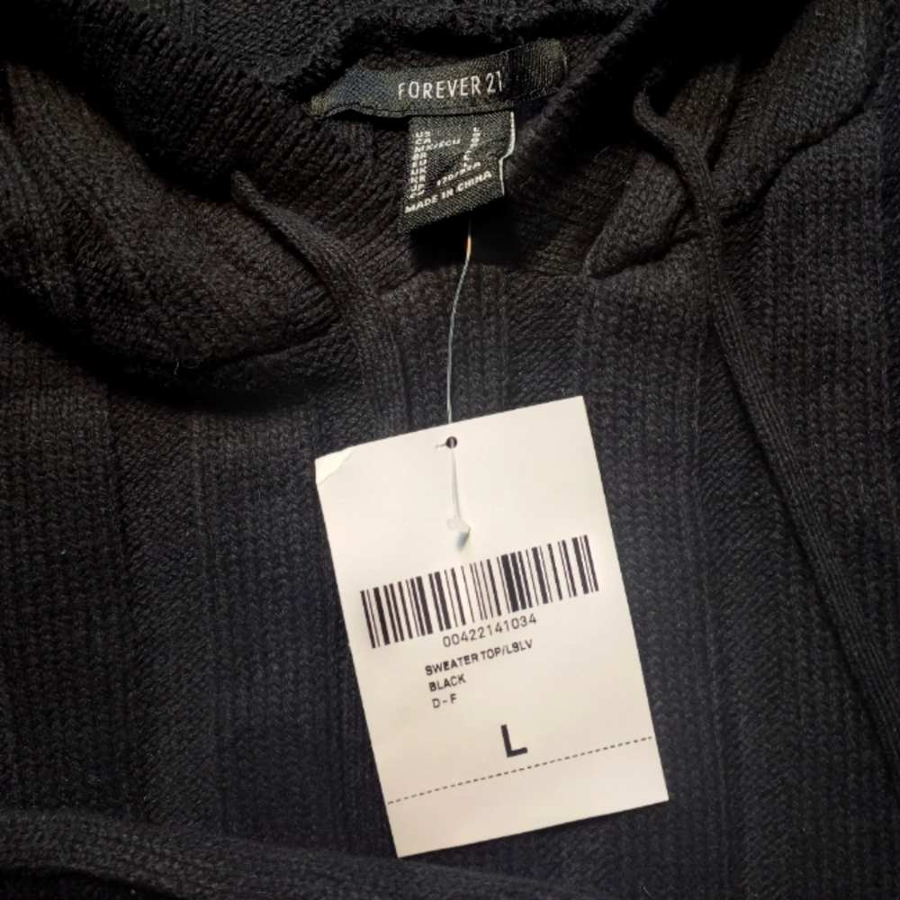 Sweater, Hoodie, Black, Size L, Crop Sweater, Forever 21